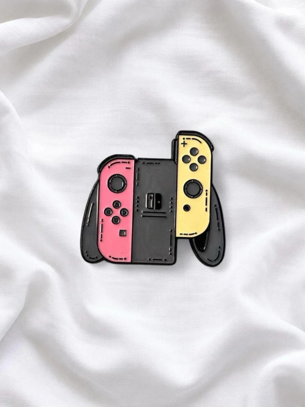 Pink and Yellow Joy-Con Controller Pin - Gaming Accessory